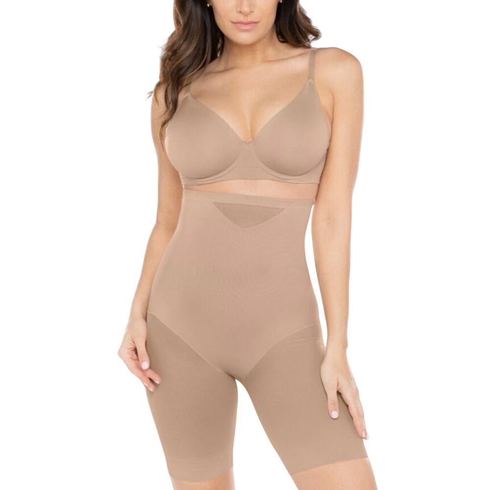 Miraclesuit Women's M Warm Beige Sheer Hi-Waist Thigh Slimmer Shapewear K33-16